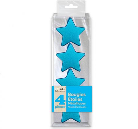 bougie etoile metallisee bleu 