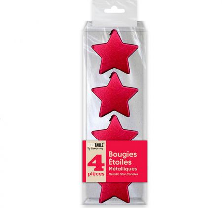 bougie etoile rouge metallise 