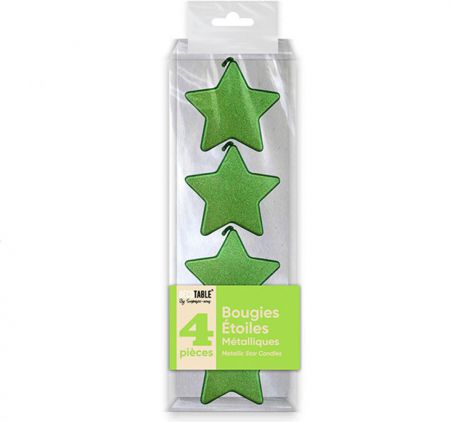 bougie etoile vert metallise 