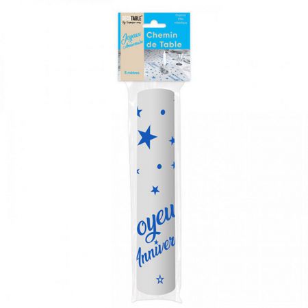 chemin de table anniversaire bleu 