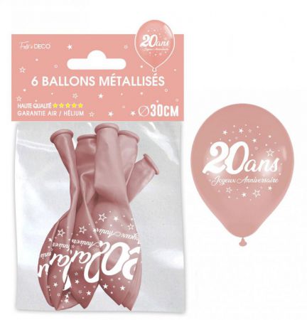 ballon rose gold anniversaire 20 ans 