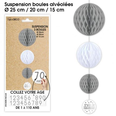 suspension anniversaire gris a personnaliser  
