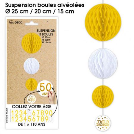 suspension anniversaire jaune a personnaliser  