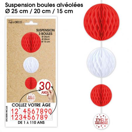 suspension anniversaire rouge a personnaliser  