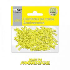 confetti papier joyeux anniversaire jaune. 