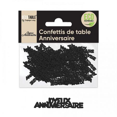 confetti papier joyeux anniversaire noir. 