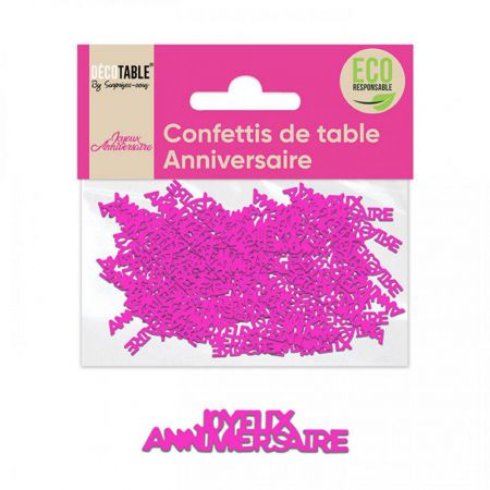 confetti papier joyeux anniversaire fuchsia. 