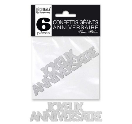 confetti geant anniversaire blanc. 