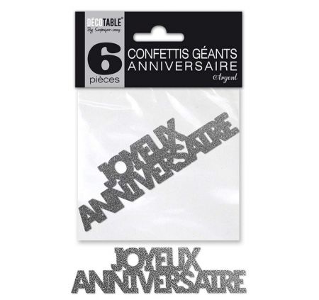 confetti geant anniversaire argent. 