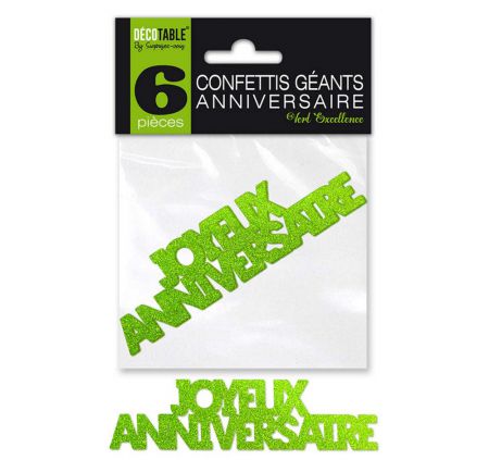 confetti geant anniversaire vert. 