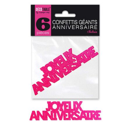 confetti geant anniversaire fuchsia. 