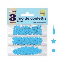 trio de confettis bleu en papier  