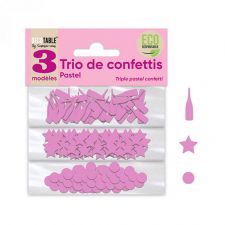 trio de confettis rose en papier  