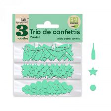 trio de confettis vert en papier  