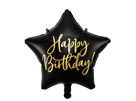 ballon aluminium noir happy birthday 