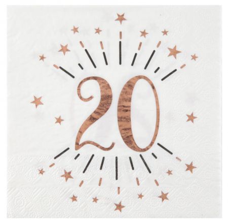 serviette 20 ans rose gold 