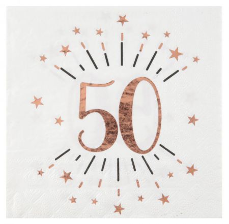 serviette 50 ans rose gold 