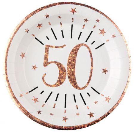 assiette 50 ans rose gold 