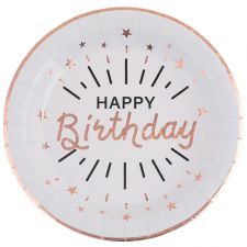 assiette happy birthday rose gold 