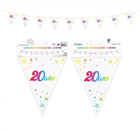 guirlande fanion multicolore 20 ans 