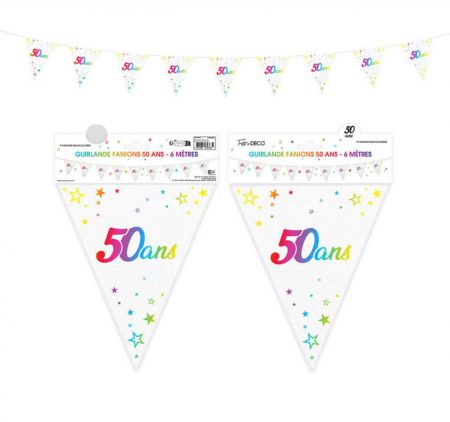 guirlande fanion multicolore 50 ans 