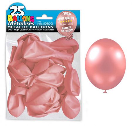 25 ballons metal rose gold 