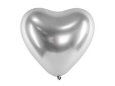 ballon glossy coeur argent x10 