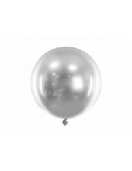 ballon rond 1m glossy argent 