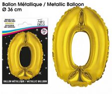 ballons metalliques or chiffre 0 