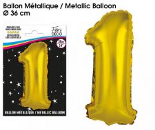 ballons metalliques or chiffre 1 