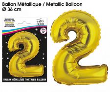 ballons metalliques or chiffre 2 