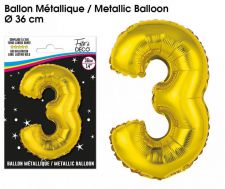 ballons metalliques or chiffre 3 