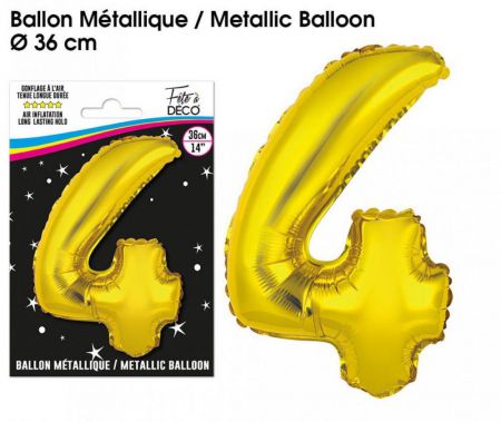 ballons metalliques or chiffre 4 
