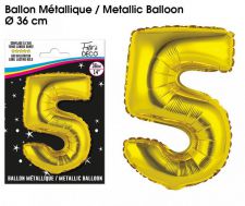 ballons metalliques or chiffre 5 