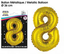 ballons metalliques or chiffre 8 