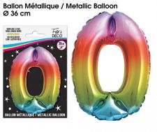 ballon multicolore chiffre 0 