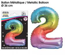 ballon multicolore chiffre 2 