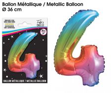 ballon multicolore chiffre 4 