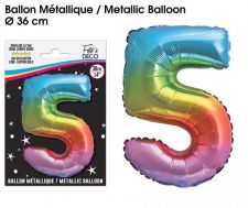 ballon multicolore chiffre 5 
