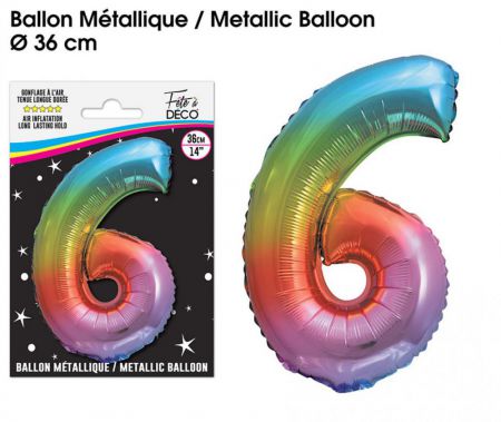 ballon multicolore chiffre 6 
