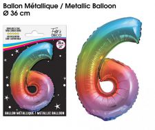 ballon multicolore chiffre 6 