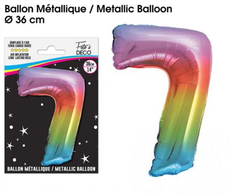 ballon multicolore chiffre 7 