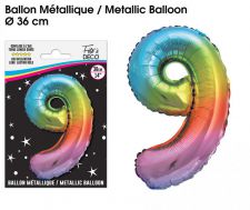 ballon multicolore chiffre 9 