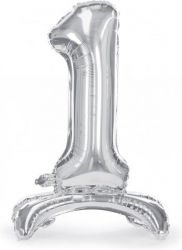 ballon debout chiffre 1 argent 