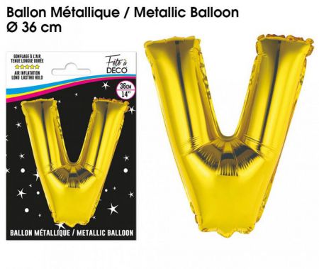 ballon metallique gold lettres v 