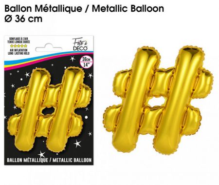 ballon metallique gold lettres hashtag 