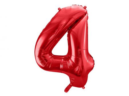 ballon alu chiffre 4 rouge 