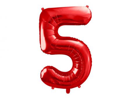ballon alu chiffre 5 rouge 