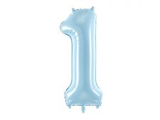 ballon alu chiffre 1 bleu ciel 