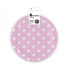 assiette a pois rose 18cm 